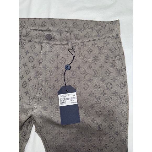 Louis Vuitton DL0 Monogram Slim Jeans All Over Logo Grey Denim Classic Pants 34 - Picture 6 of 15
